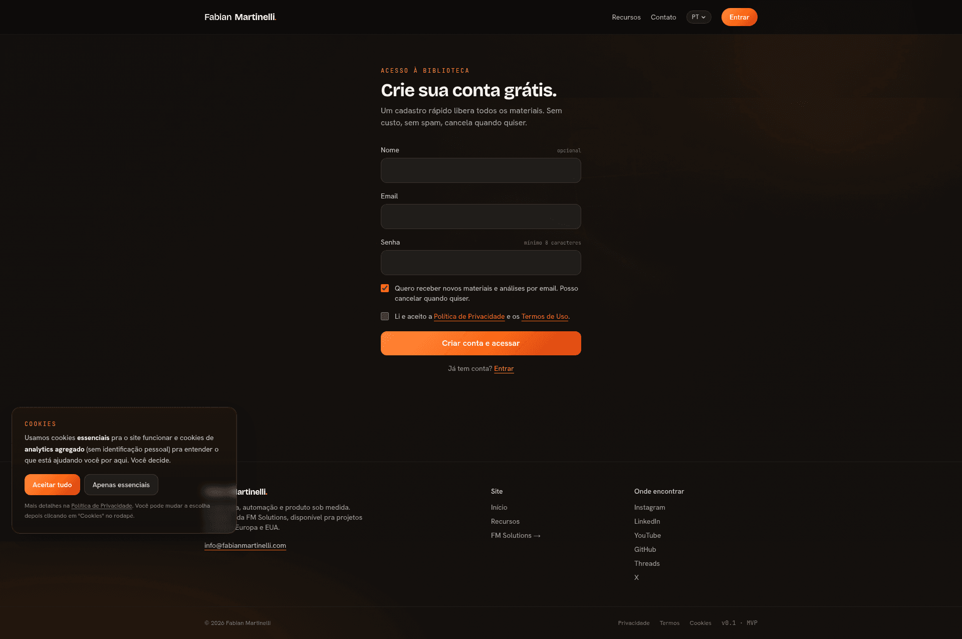 Portal de Applied AI e operações de Fabian Martinelli — 2